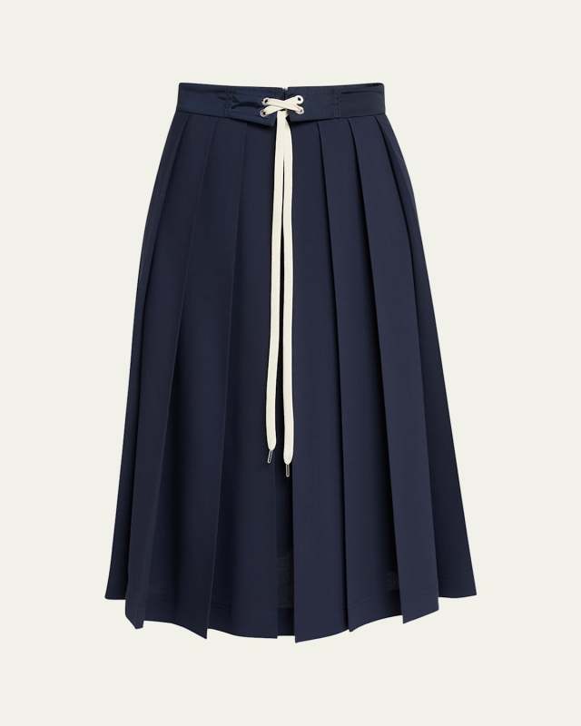 Pleated A-Line Midi Skirt